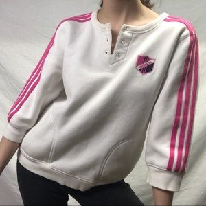 Vintage Retro Pink Striped Adidas Sweatshirt